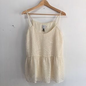 Anthropologie HD in Paris Flowy Layered Cream Tank